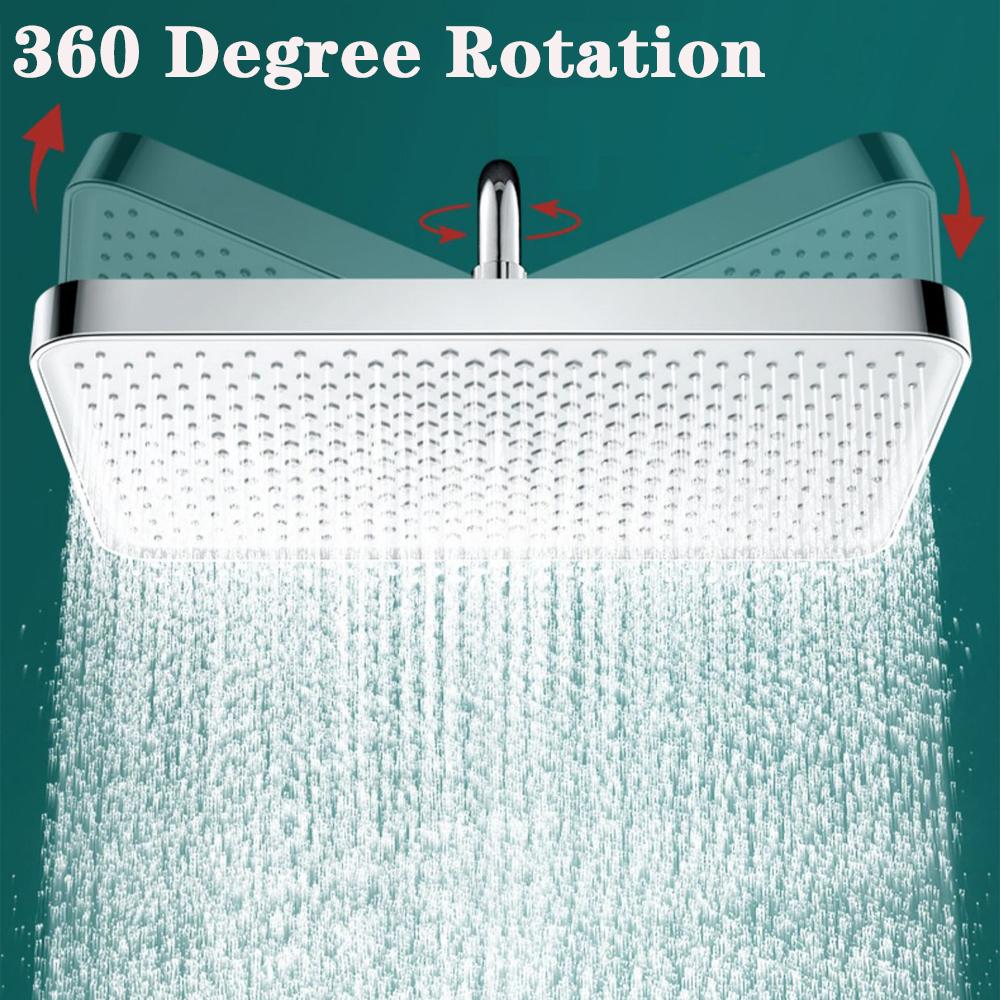 13 Inches Super Big Panel Ceiling Mounted Supercharge Shower Head Set 3 Modes High Pressure Large Flow Rainfall Bathroom Shower