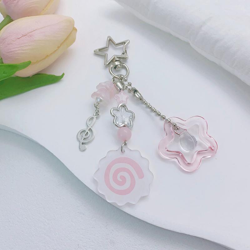 Y2K Cute Pink Squid Roll Keyring Creative Fish Cake Keychain Lovely Ornament Key Holder Backpack Pendant For Girl Gifts