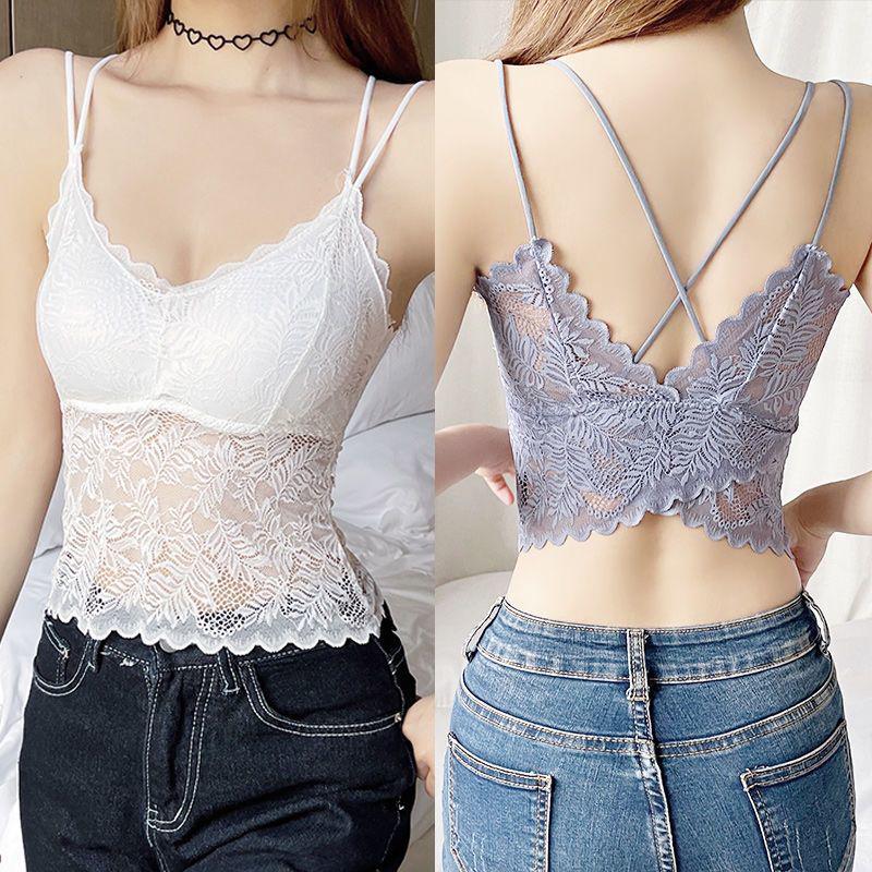 Soutien-gorge Camisole Push-Up Dentelle Papillon - Haut Bandeau Sans Dos Élégant pour Femmes