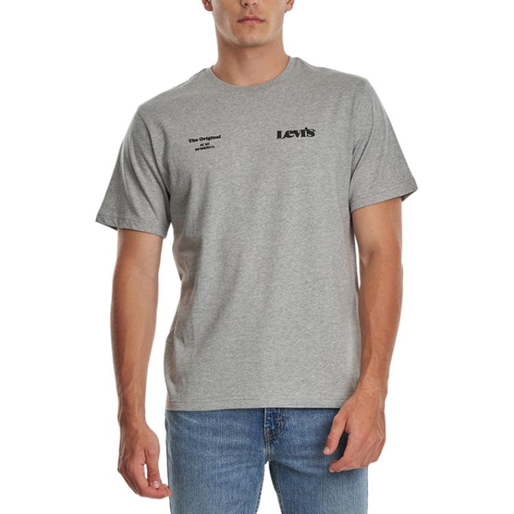

Модная футболка Levis с принтом логотипа, круглым вырезом и короткими рукавами, мужские топы, серый 16143-0281 L