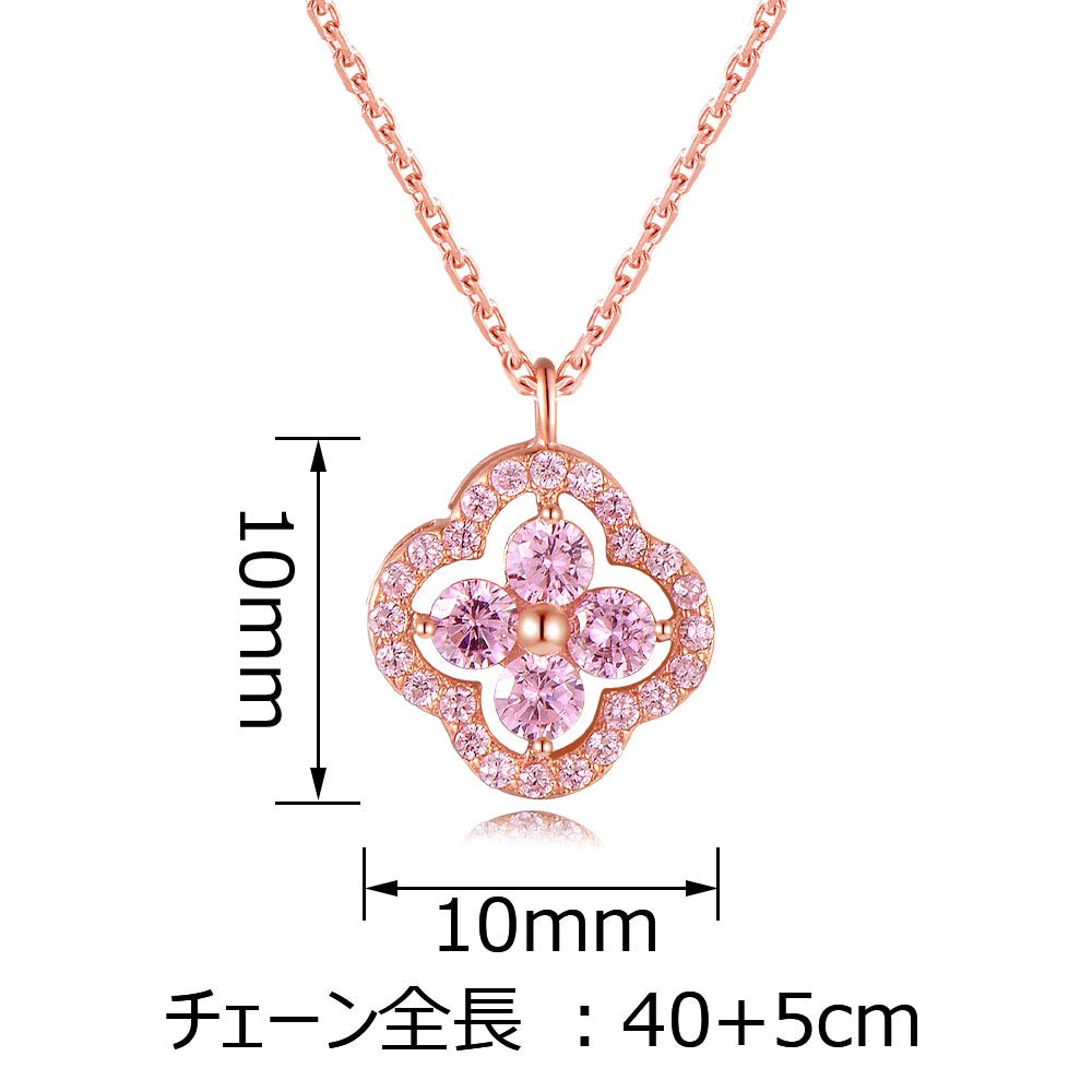 Clover Necklace for Symbol of Good 925 Pink Zirconia Birthday White Present [Free Bird] Four-leaf Women, Luck, Silver, Hypoallergenic, Pendant,