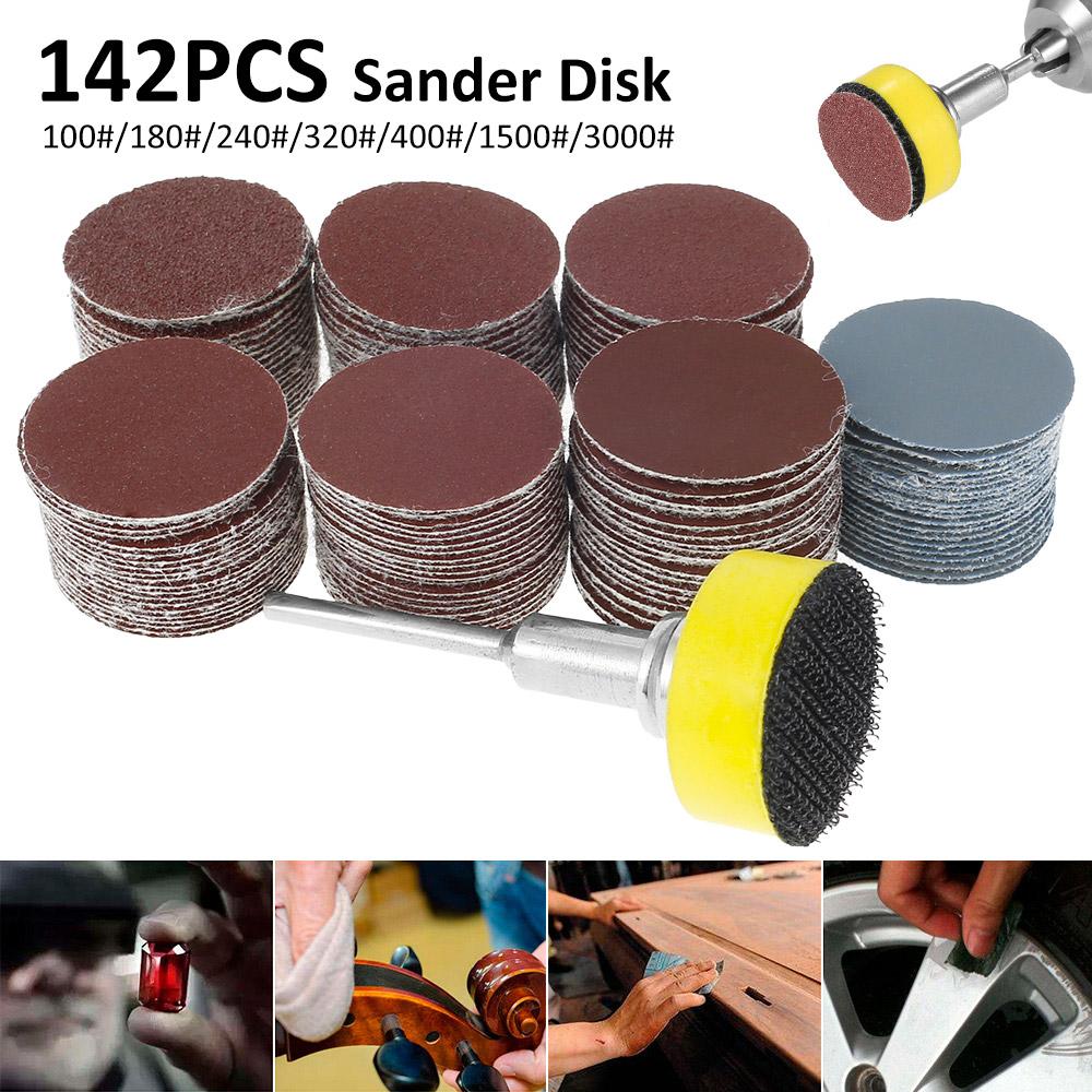 142pcs Sanding Discs Pad Sander Disk Set1 Inch 100-3000 Grit Paper with 1Inch Abrasive Polish Pad Plate Shank for Rotary