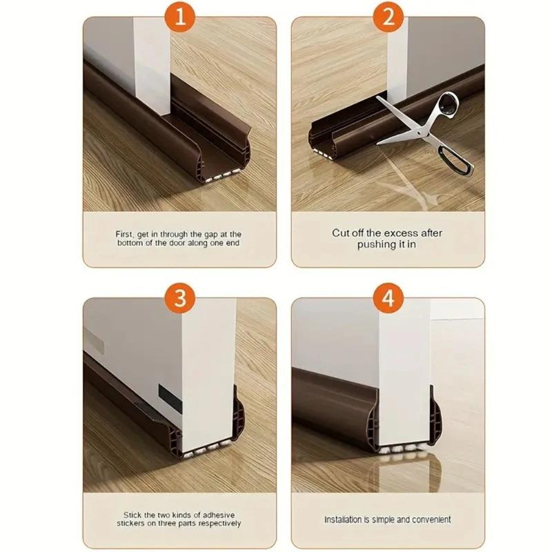 1pc PVC Door Bottom Sealing Strip with Brush Multiple Dustproof Soundproof Washable Weather Strip Snap-In Mount Stripping