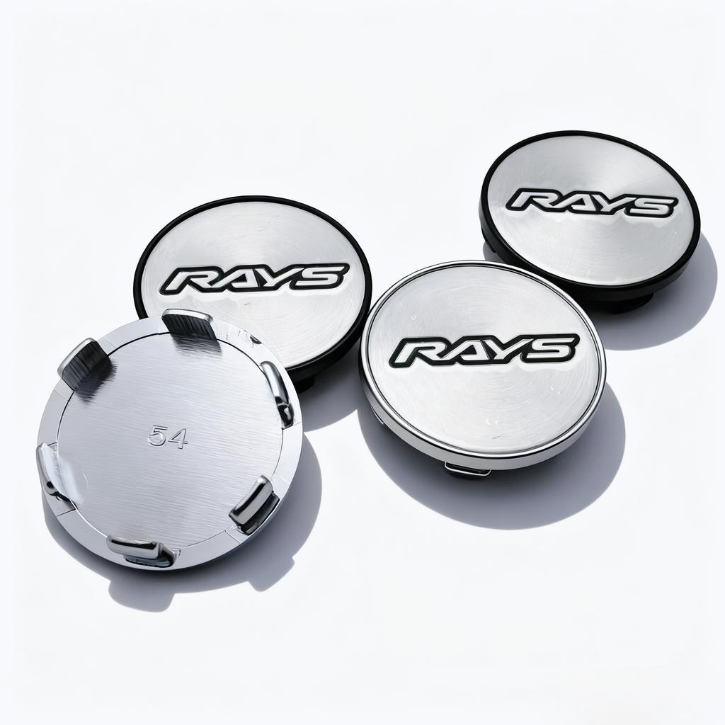 4pcs JDM Silver Black RAYS Logo Emblem Car Wheel Center Caps 54MM 49MM Rim Hubcaps Cover Wheels Hub Cap Replace Car Accessories