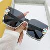 Women Fashion Gradient Color Sunglasses Unisex Vintage Square Outdoor Travel Uv400 Sun Glasses Ladies Luxury Diamond Cut Eyewear