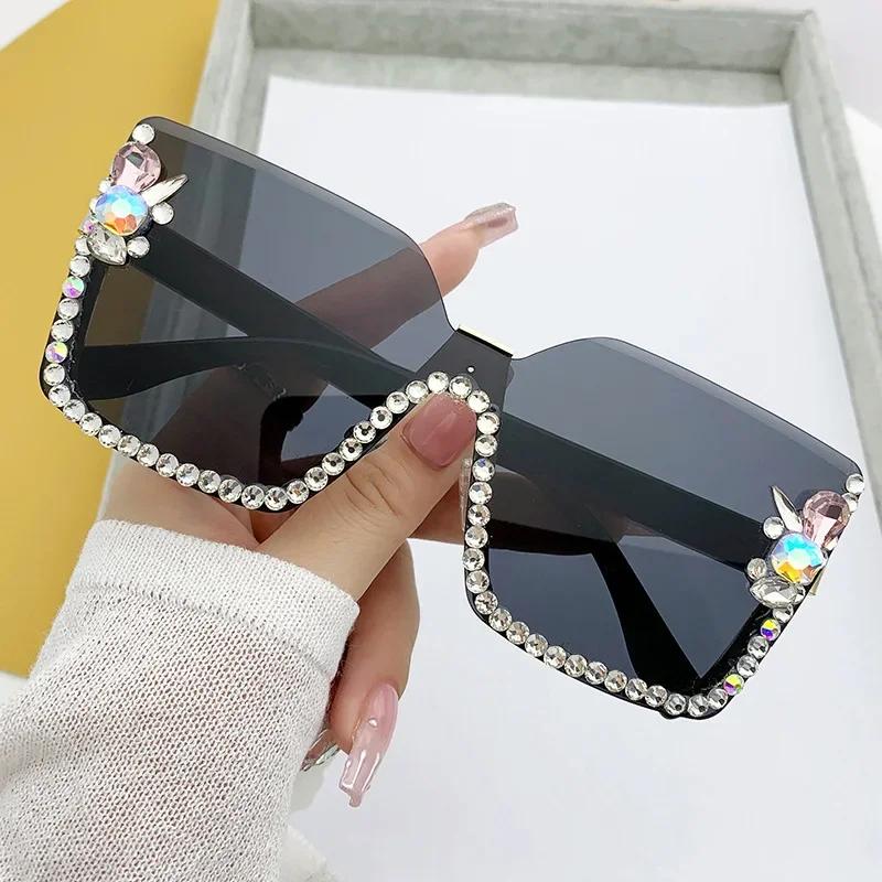 Women Fashion Gradient Color Sunglasses Unisex Vintage Square Outdoor Travel Uv400 Sun Glasses Ladies Luxury Diamond Cut Eyewear