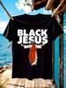 SCHWARZes kräftiges Jesus-Grafik-T-Shirt Religiöses Streetwear-T-Shirt ...