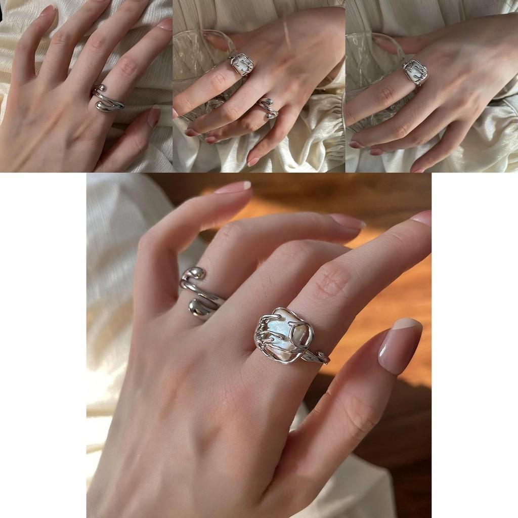 Geometric Sea Wave Ring Women Copper Adjustable Fashion Jewelry Gift Decoration