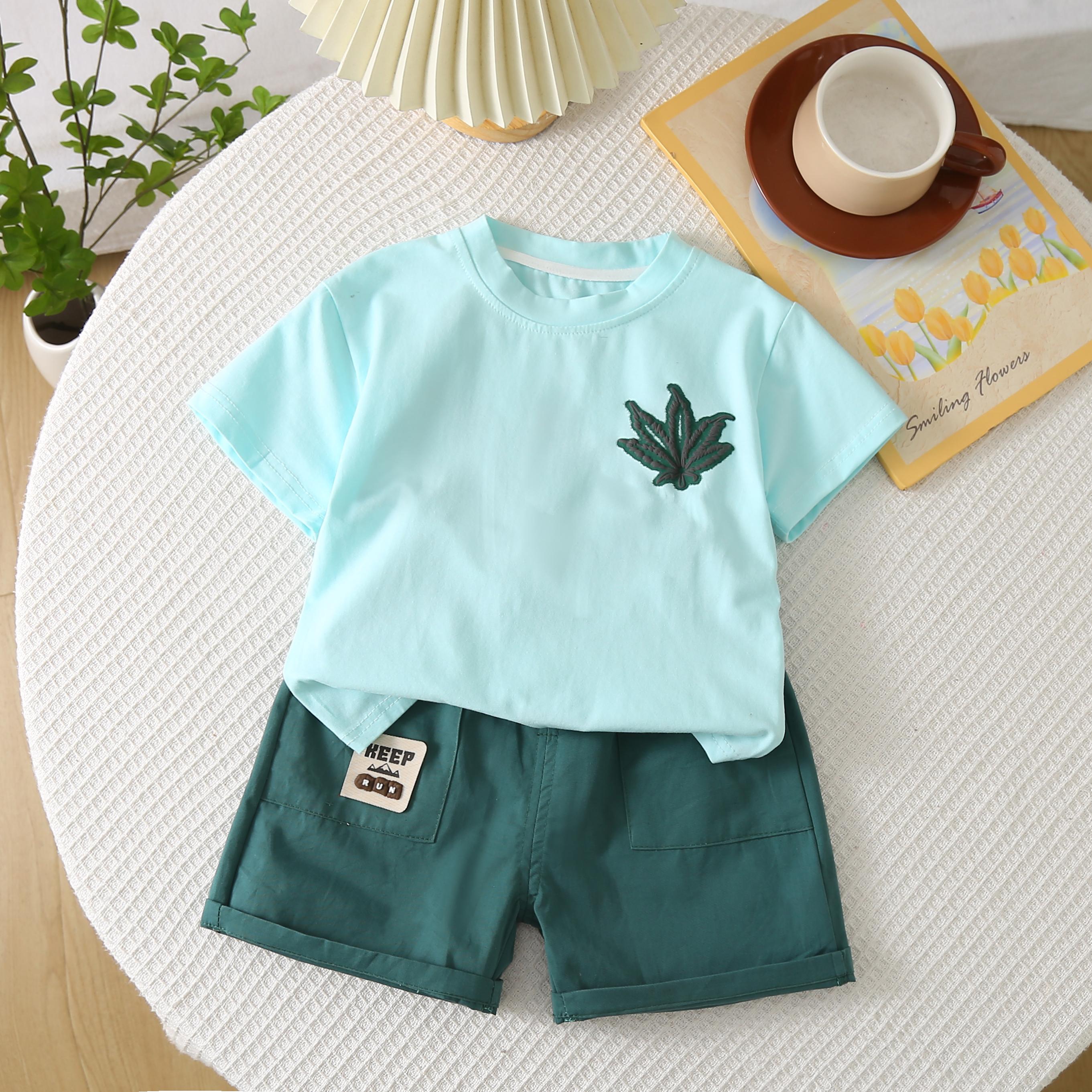 

Комплект из хлопка для мальчиков, 2 предмета - футболка + шорты, размеры S-XXL для мальчиков, повседневная одежда S синий