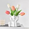 Abstract Face Shape Flower Pot Colorful Decorative Vase Ornament Hand-Painted Design Plant Pot Indoor Home Decor