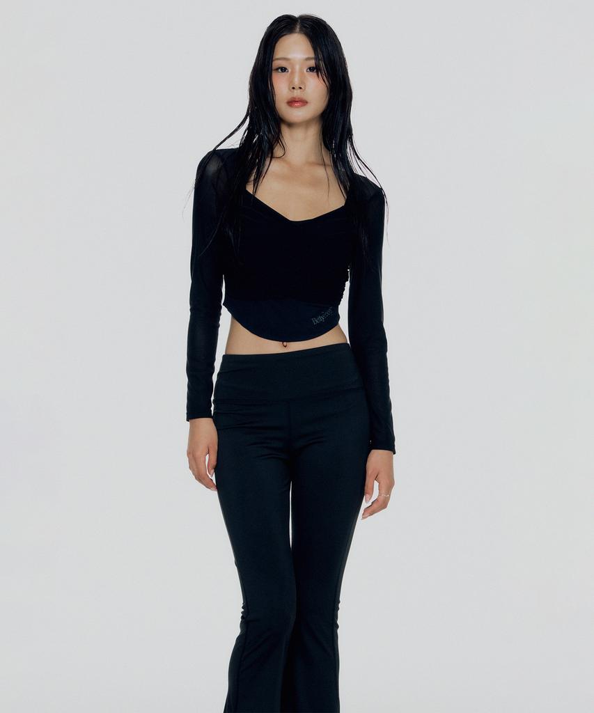CNVS Betty Boop Mesh Draping Crop Top_Black
