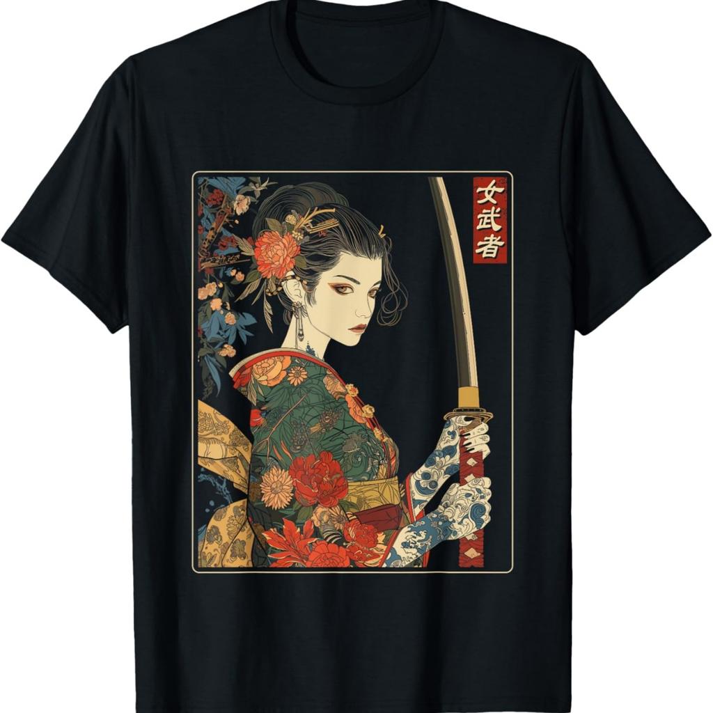 Gothic Samurai Art Woman With Katana Sword T-Shirt