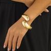 Fashion Smooth Heavy Metal Water Drop Open Bangle Women Hip Hop Rock Gold Color Personality Wide Cuff Bracelets Punk Jewelry