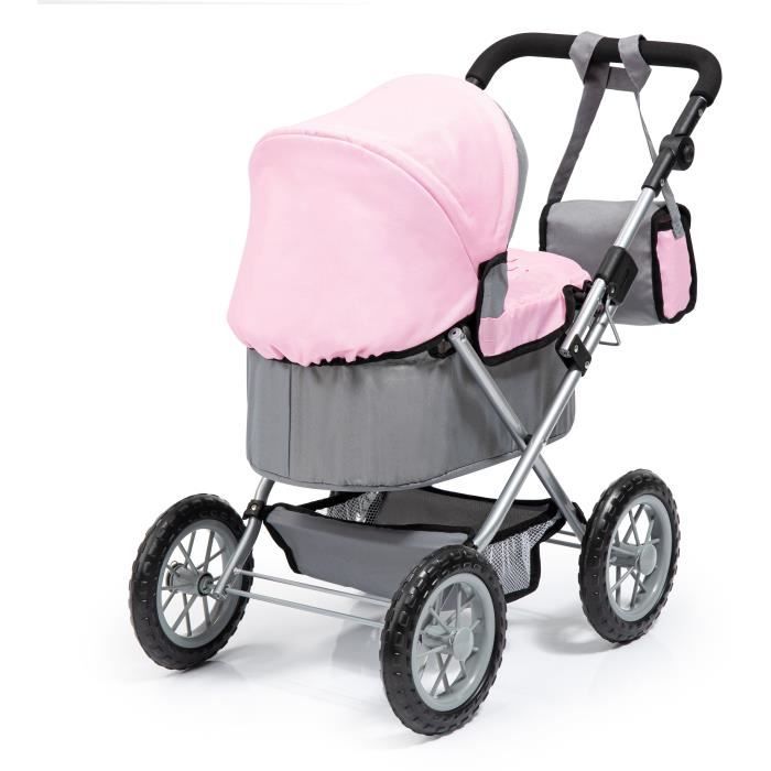 Carrinho de boneca Trendy - BAYER - Cinza e Rosa - Ajustável - Para bonecas até 46 cm
