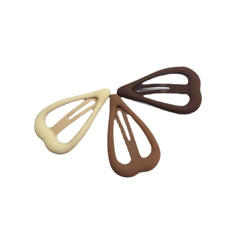 Korean Style Milk Coffee Color Hair Clip Set - Fashionable Rubber Paint Feel BB Side Clips for Girls