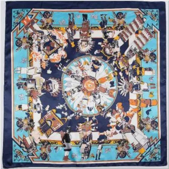 New Oil Painting Floral Print Women Silk Scarf Large Square Scarves Female Bandana Fashion Ladies Hijab Kerchief Scarves