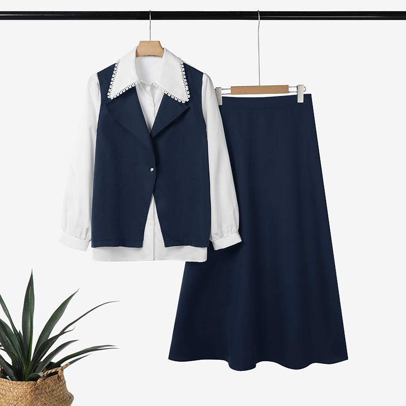 ZANZEA Bluză cu mânecă lungă patchwork pentru femei și fustă lungă, seturi casual din două piese