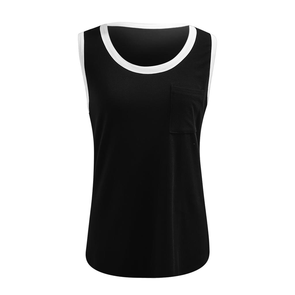 Womens Tank Tops Summer Loose Fit Color Block Casual Sleeveless Tshirts Blouse