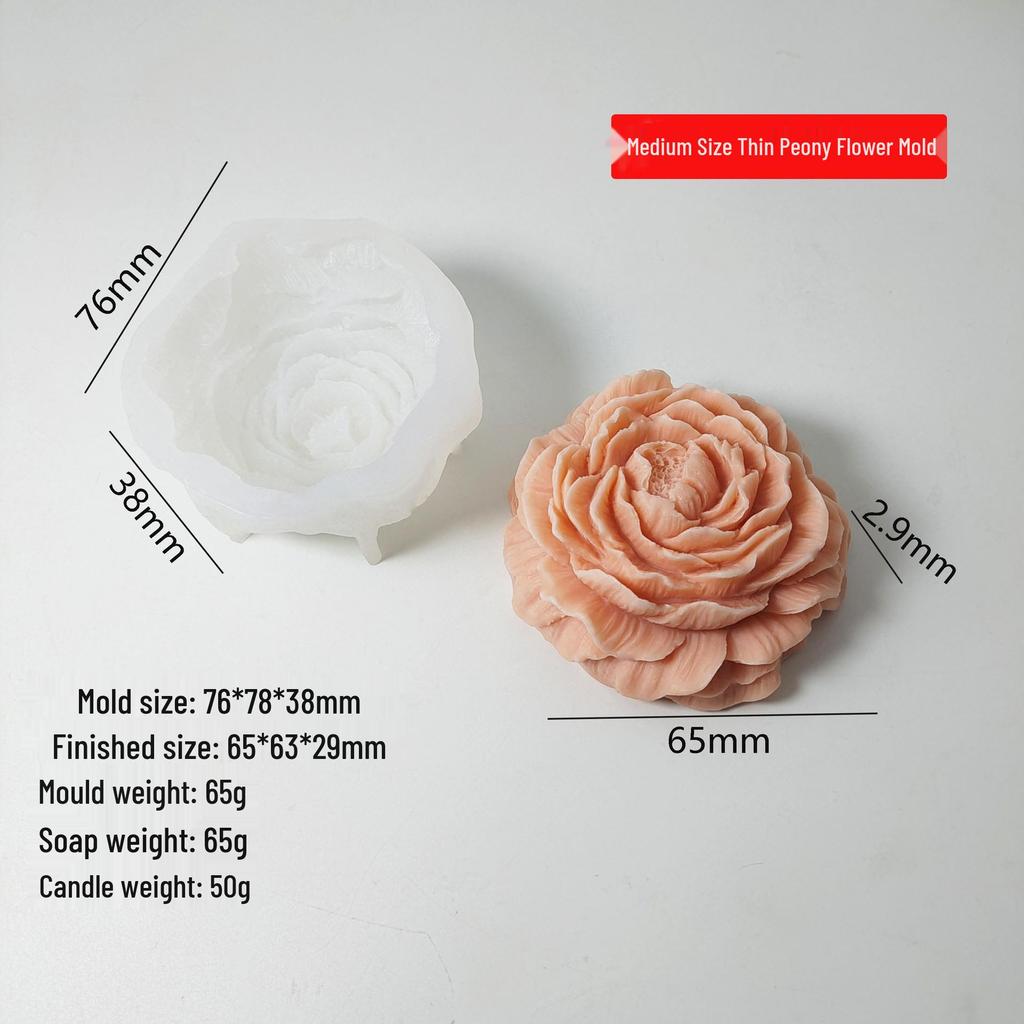 Large Peony Silicone Mold for Scented Candles, Mousse Cakes, Chocolates, and Soaps