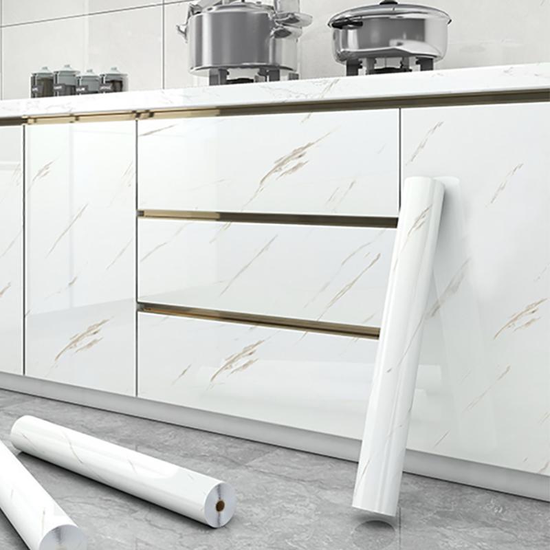 Self-Adhesive PVC Cabinet Film Waterproof Kitchen Cabinet Cover Removable Peel Stick Protective Coating for Cabinet Door Renovation