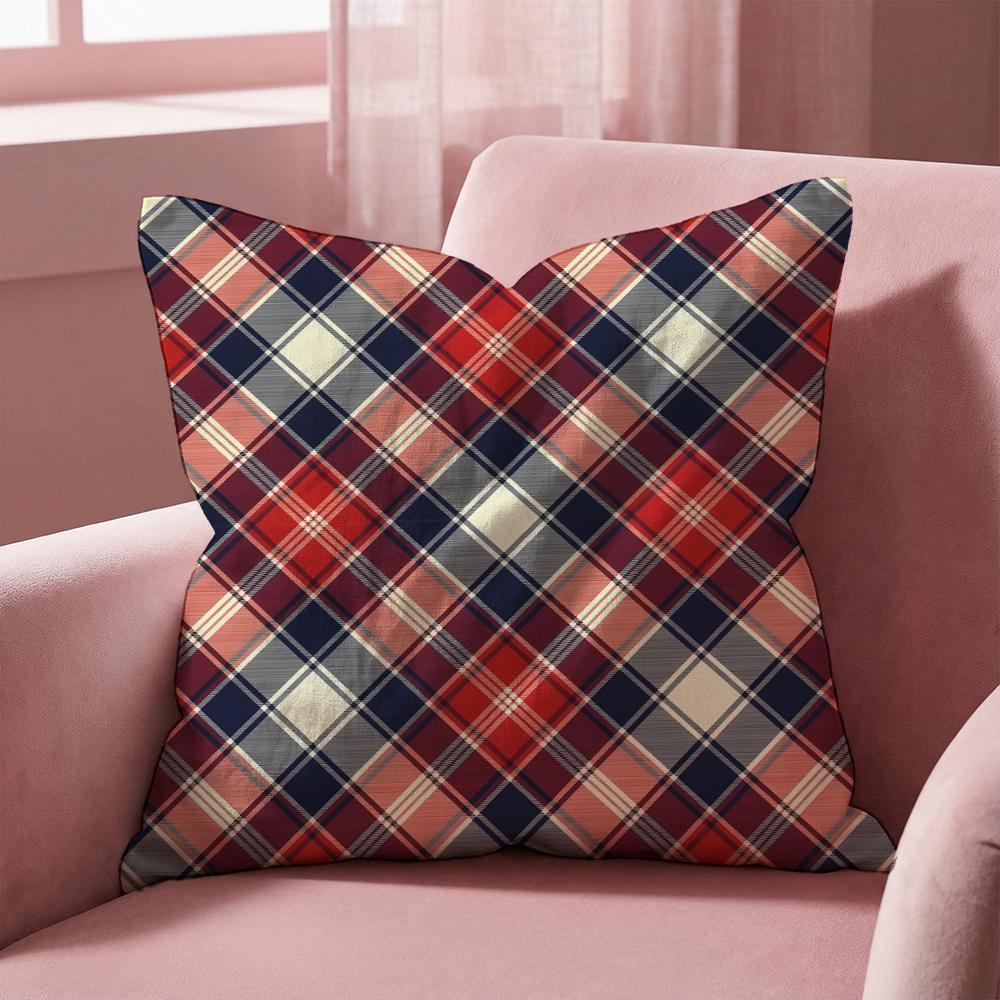 Checkered Pattern Cushion Cover MultiScene Pillow Cover for Home Car Reversible Soft Durable for Daily Use