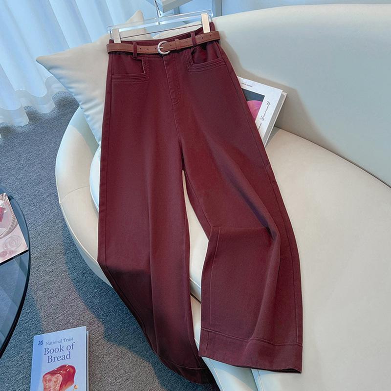 

Женские белые джинсы с высокой посадкой и широкими штанинами - Весна/Осень 2024 Стройнящие повседневные брюки 32