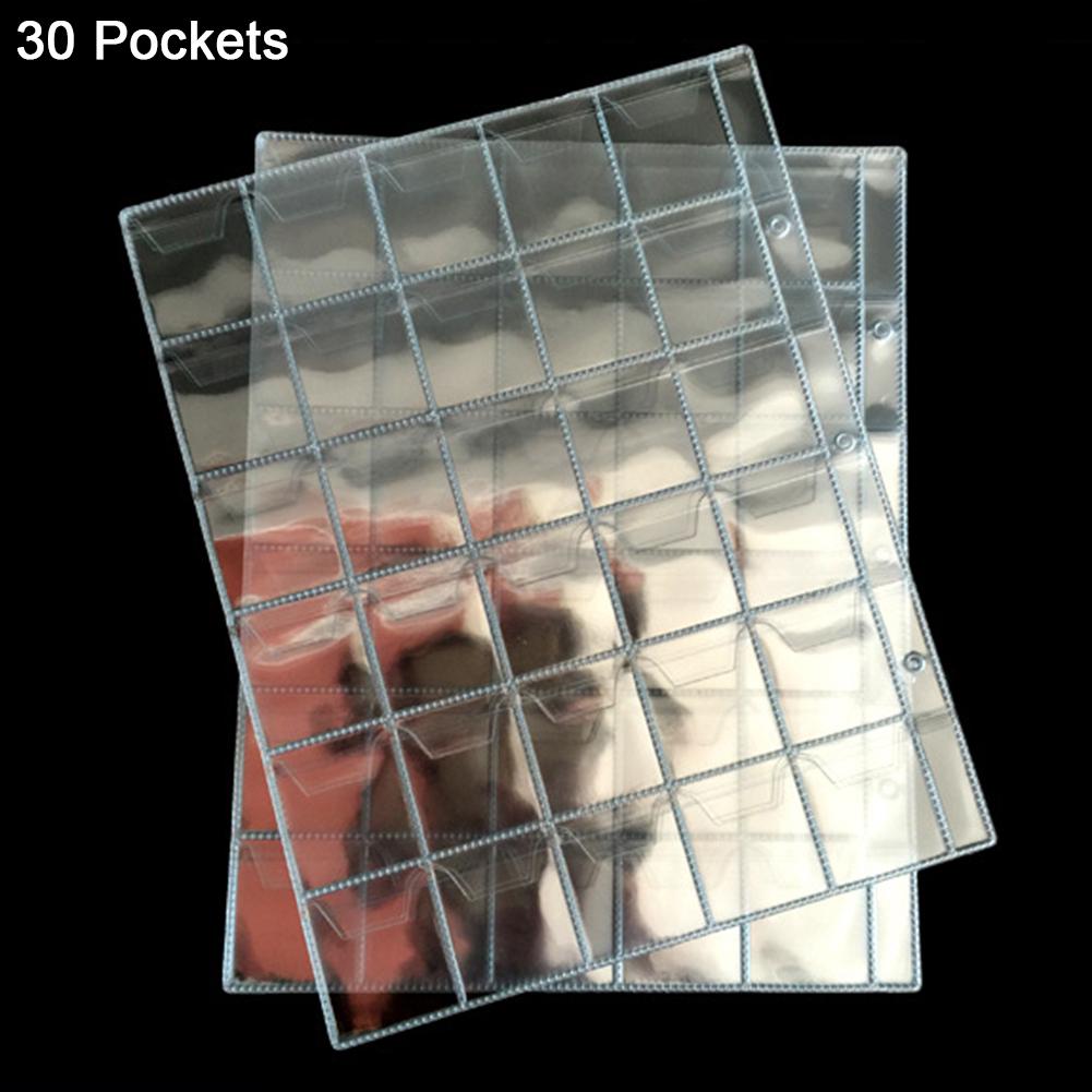 20/30/42 Pockets Clear Ring Coin Holder Album Badge Per Page Money Collection