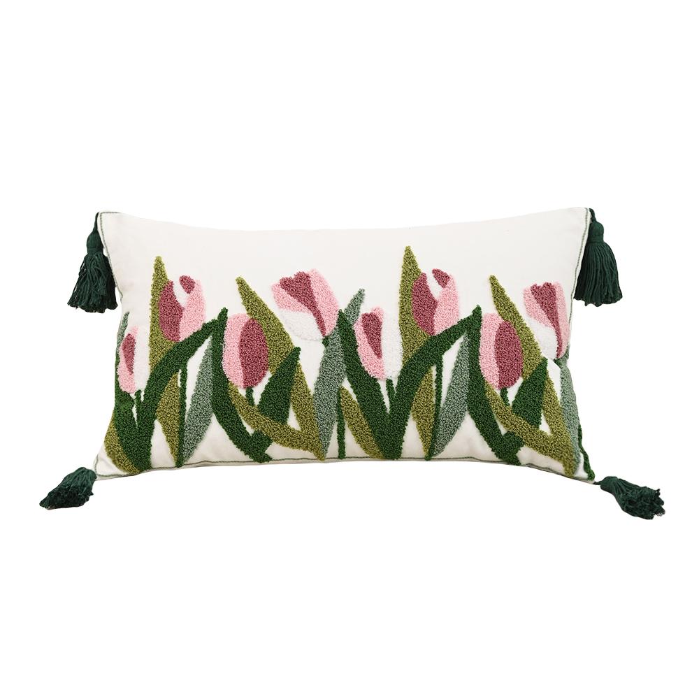 BUYNOW Velvet Floral Embroidered Pillowcase Rustic Vintage American Cushion Cover Home Bedroom Saddle Decor cojines para sala