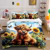 "Highland Cow and Sunflowers" Bedding Duvet Cover Set Duvet Cover Pillowcases (1 * Duvet Cover 2 * Pillowcases, without duvet insert)
