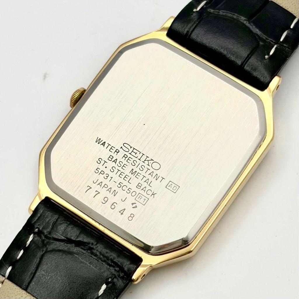 Used [New Battery] SEIKO Men's Watch Gold Octagon 5P31-5C50 779648 New Belt