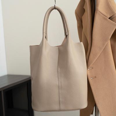 Genuine Leather Premium Sense Commuter Tote Bag Niche Simple Ladies Everything Soft Pittote Shoulder Handbag Large Capacity