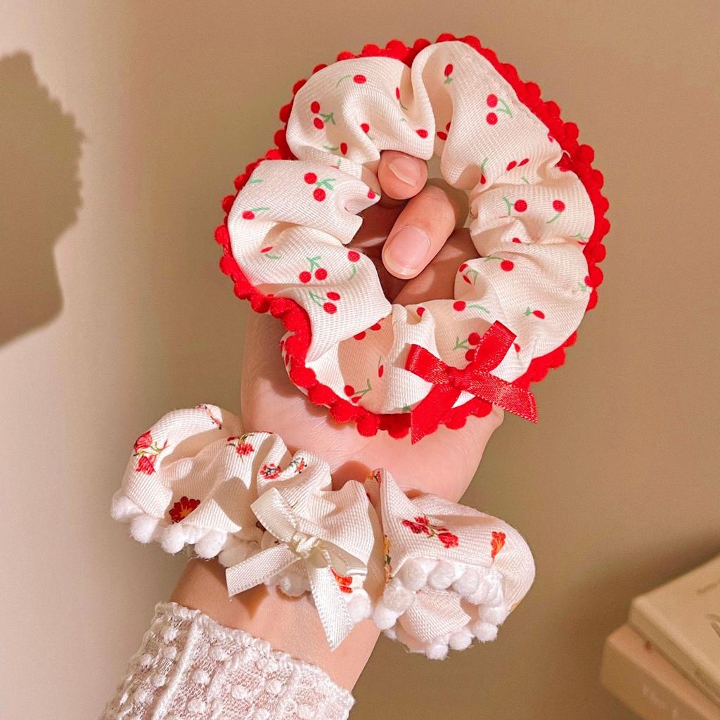 Sweet Cherry Bow Scrunchie - High Elasticity Ponytail Hair Tie