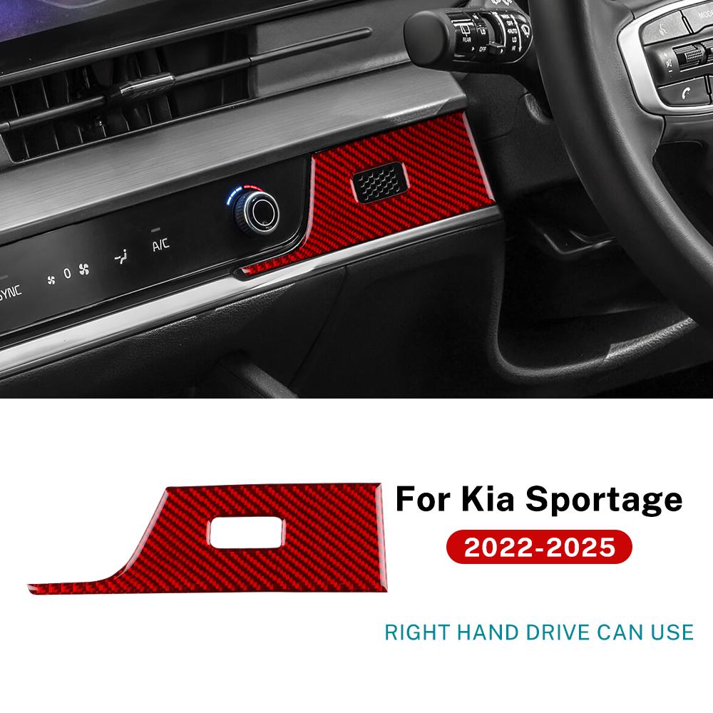 For Kia Sportage 2022 2023 2024 2025 Real Soft Carbon Fiber Sticker LHD RHD Car Center Console Side Outlet Panel Accessories
