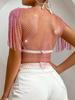 Rhinestone Shiny Fishnet Top - Sexy European & American Style, Short Sleeve Women's Vest H21092
