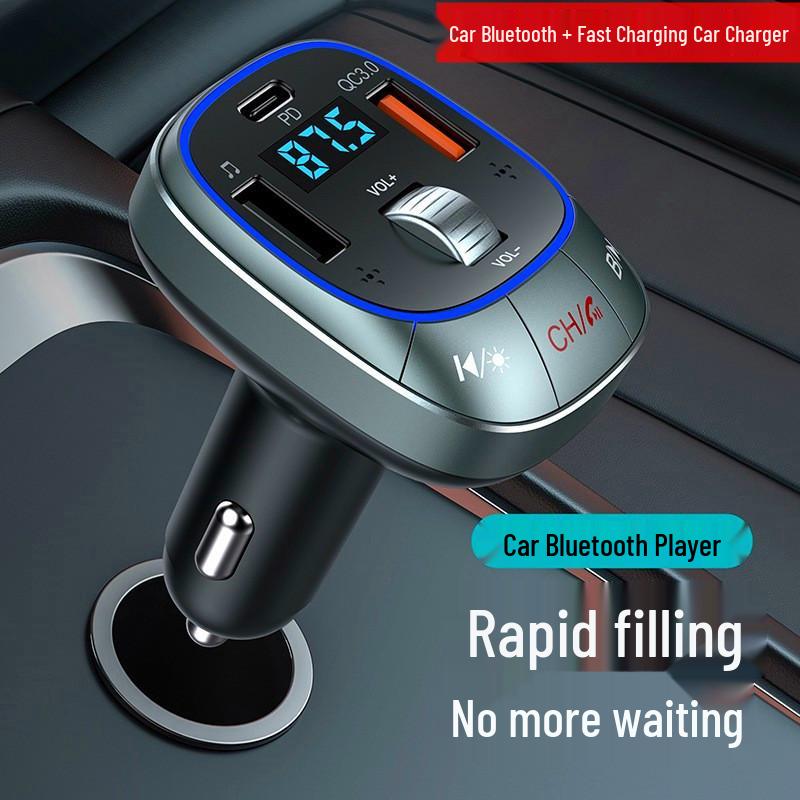 

Bluetooth FM Transmitter & Car Charger with Fast Charging PD30W QC3.0, Ambient Light, USB Drive, and Music Playback No