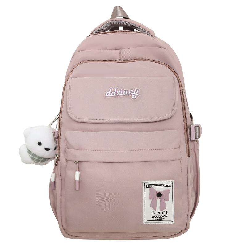 

Женский рюкзак большой емкости с бантом, школьный рюкзак для старшеклассников в студенческом стиле розовый