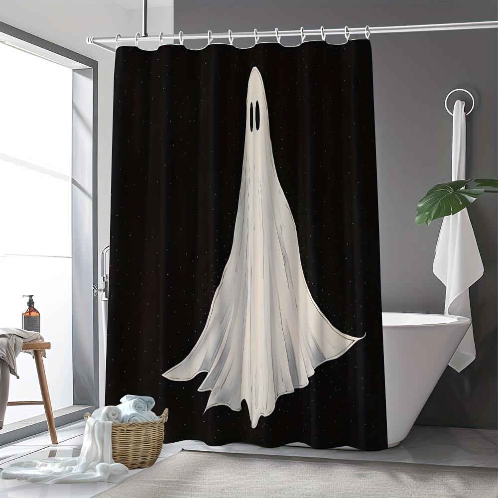 1/4Pcs Halloween Decoration Pure White Ghost Pattern Shower Curtain Bathroom Decor Halloween Decoration Indoor Shower Curtain