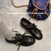 Grape Mother Same Leather Retro Style Moral Training Small Leather Shoes Women's Autumn and Winter Versatile Round Head Belt Buckle Flat Casual Shoes