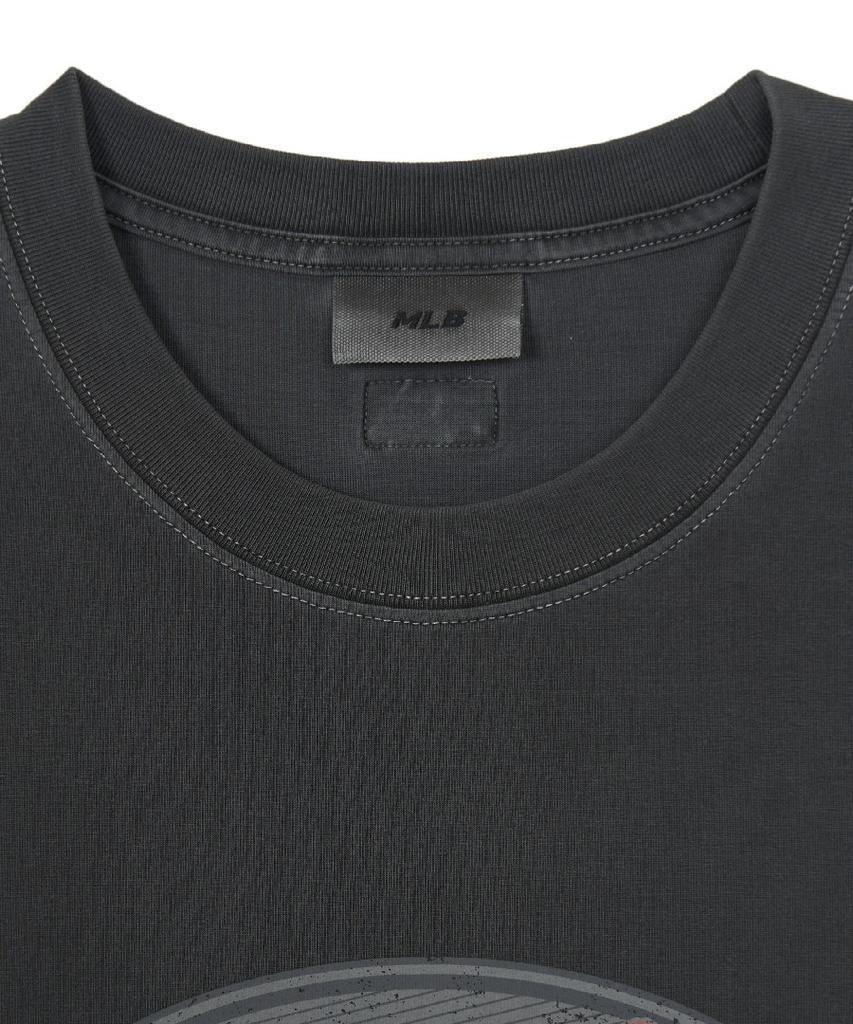 Emelbi Vintage Washed Graphic Short Sleeve T-Shirt Bos (D.Charcoal Grey)