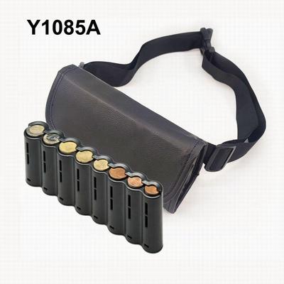 New PU Leather Euro Coin Fanny Pack with 8-Slot Coin Tube and Change Purse.
