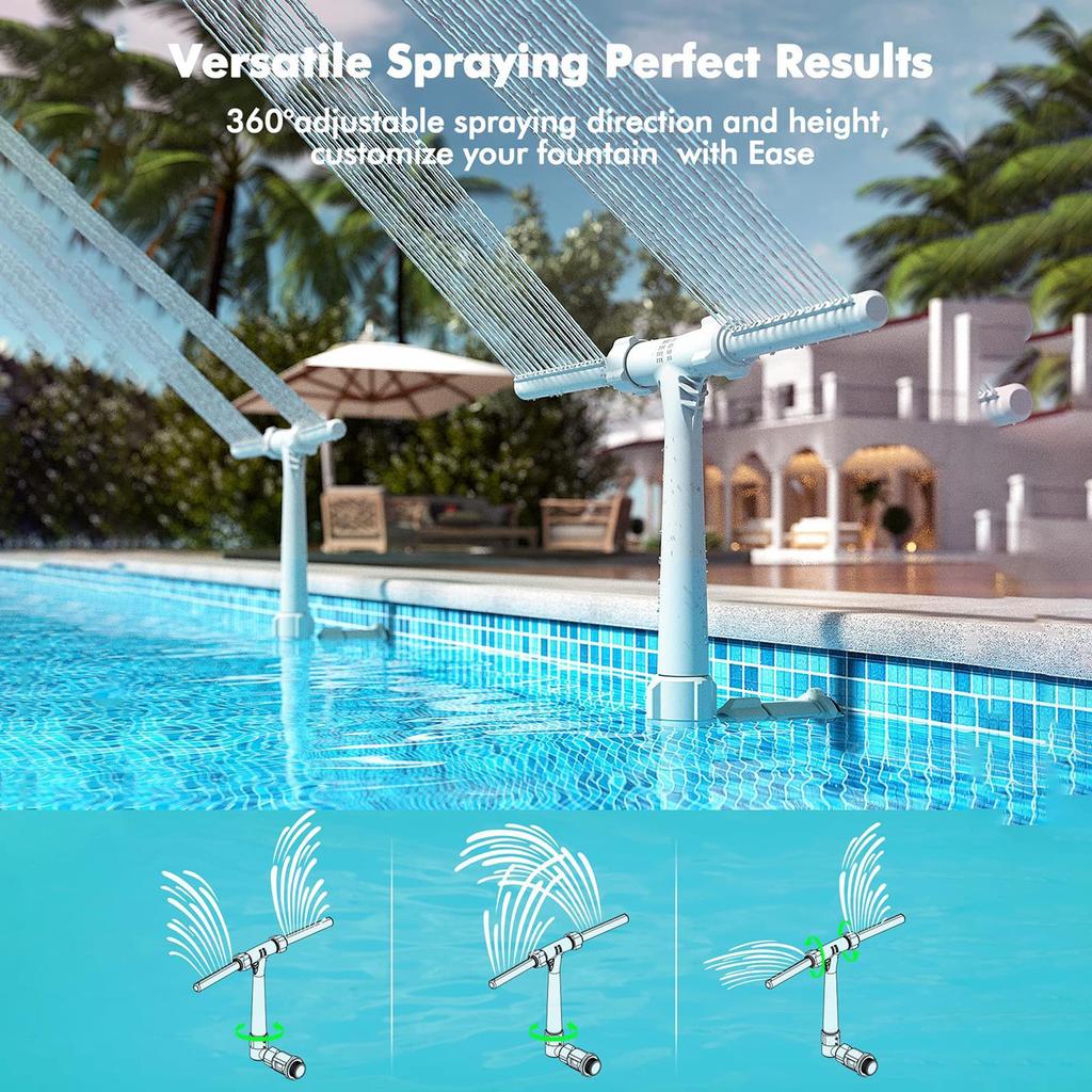 New Duals Spray Pool Fountain Cooler Water Swimming Pools Waterfall Sprinkler Fountain Adjustable Waterfall Cooling Relaxation