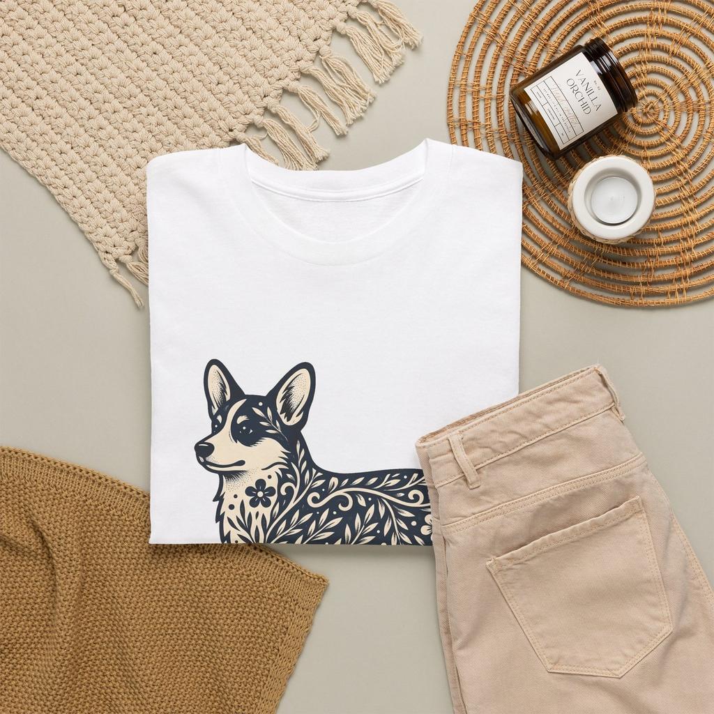 Corgi Pet Shirt Dog Blossom Gift Women Tribal Tee Puppy T-Shirt Dog Fan Canine