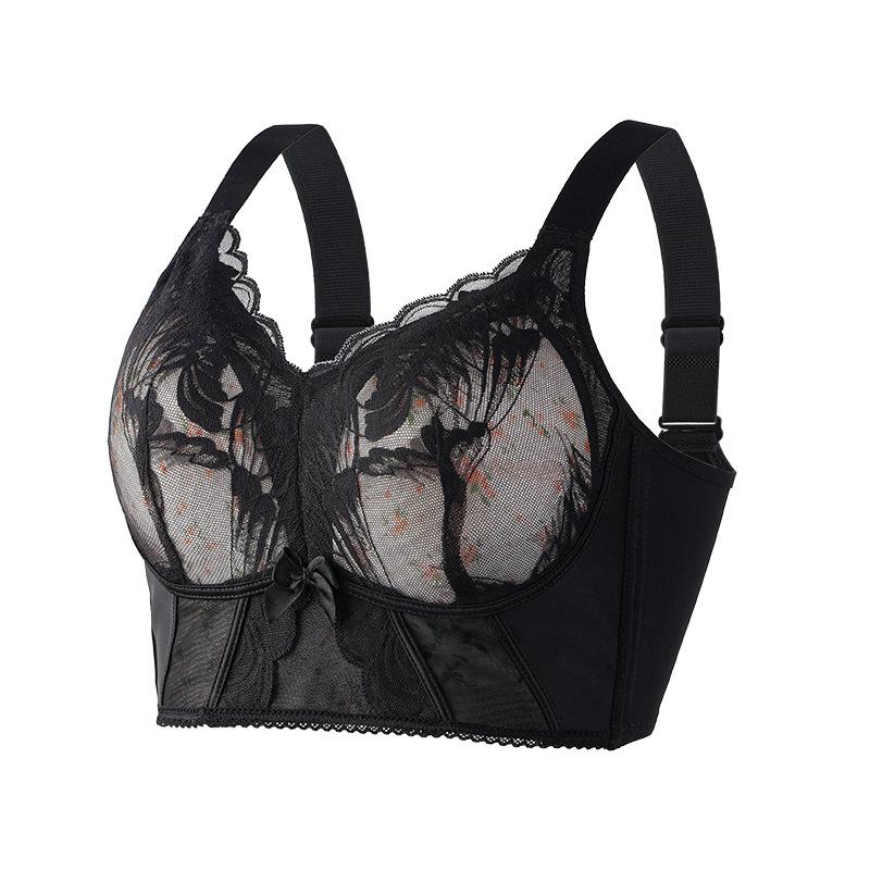 

Large size underwear women s big breasts show small gathering, upper support honeycomb breathable, no steel ring, double milk paper cup bra 46/105BCD чорний