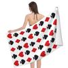Red White Black Playing Card Game Beach Towel, Microfiber Absorbent Quick Dry Bath Towel, In Vintage Style Soft Kid Unisex Towel