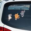 Car Cat Sticker, Car Cat Decal - Climbing Cat Scratch Stickers - 3 Pcs