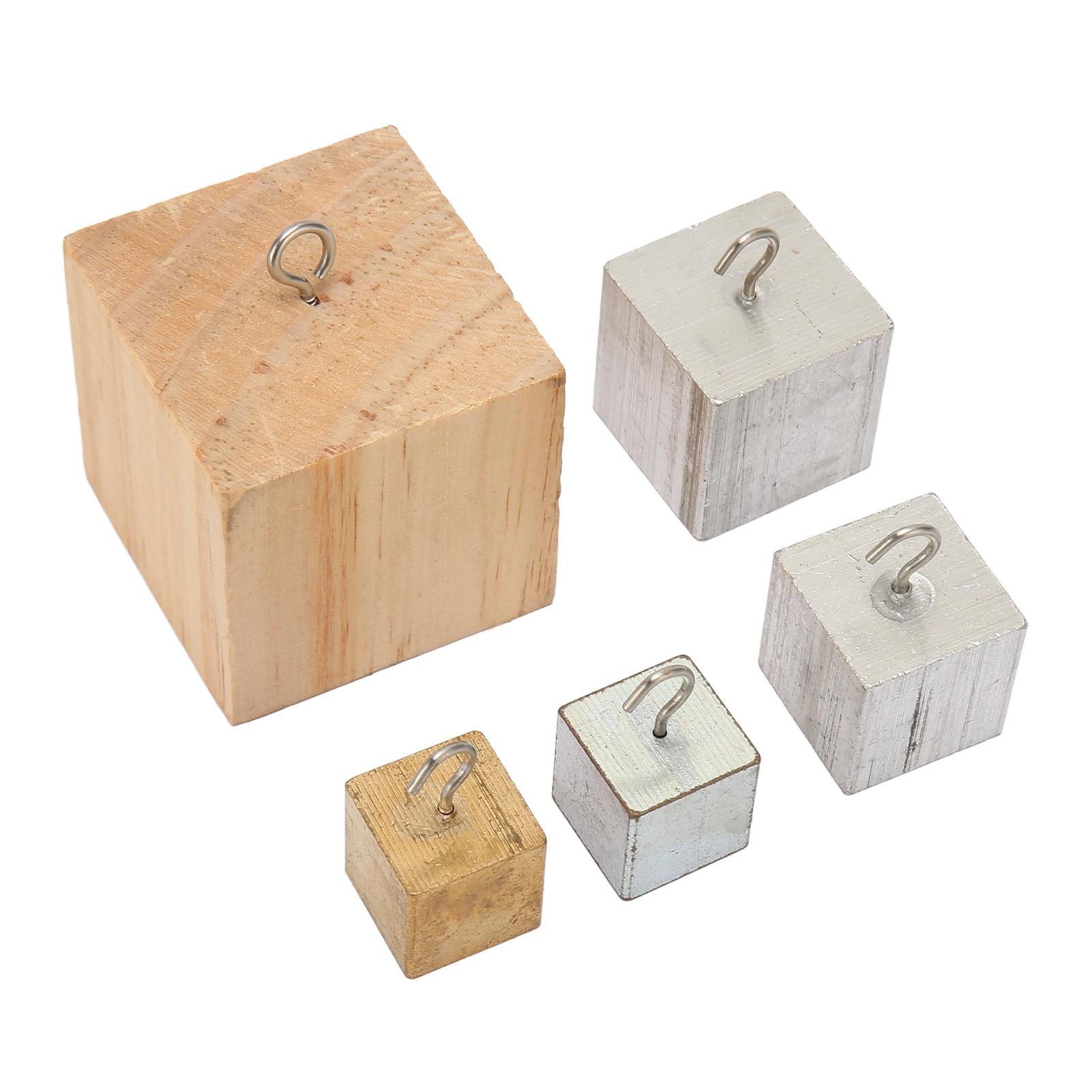 

Набор из 5 кубиков плотности из меди, железа, алюминия, цельного дерева, блоки плотности для физического эксперимента