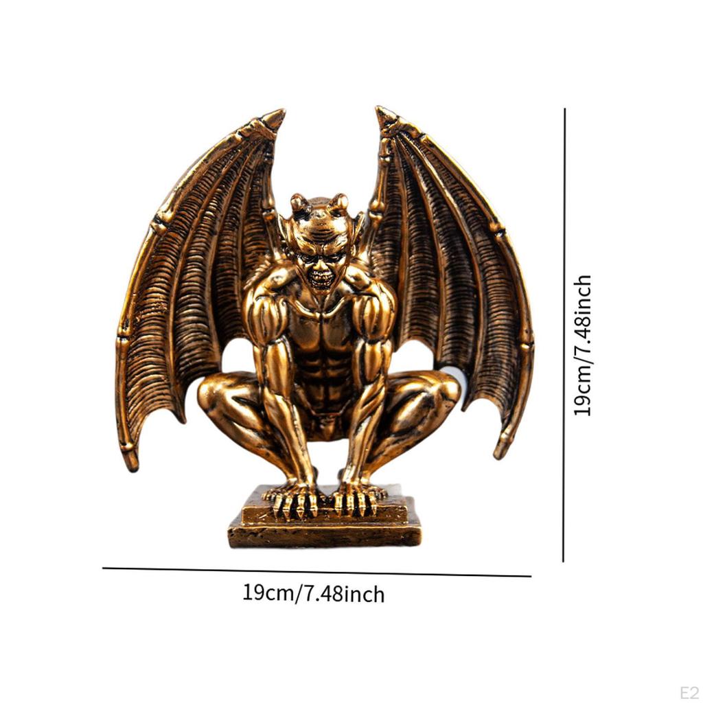 Hartsfigur Demon Ängel Staty Samling Guld Konstverk Prydnad Skulptur för Bordsdekorationer