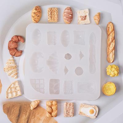Mini Brot Keks Kuchen Silikonform für Ton Lebensmittelform Diy Küche Harz Zubehör Spielzeug Puppenhaus Miniatur Zubehör
