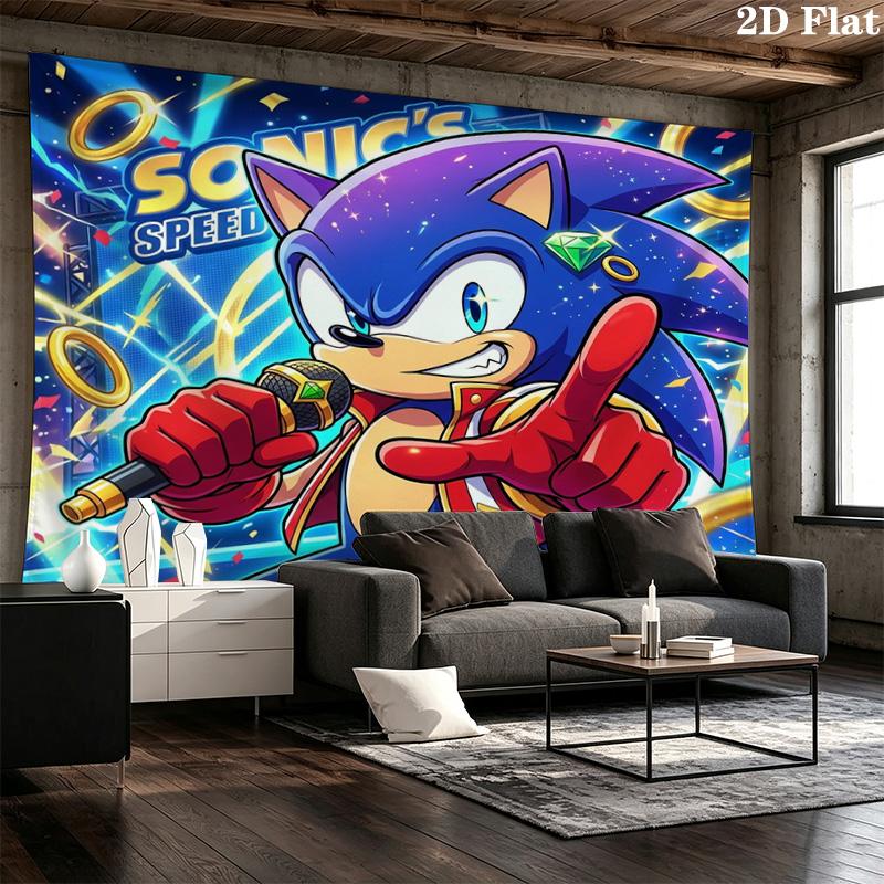 Sonic Hedgehog Wall Tapestry Aesthetic Wall Hanging Printed Fabric Blanket Decorative Tapestries For Bedroom Living Room Home Decor