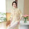Stylish Summer Two-Piece Set: Casual T-Shirt & Wide Leg Pants for Middle-Aged Women